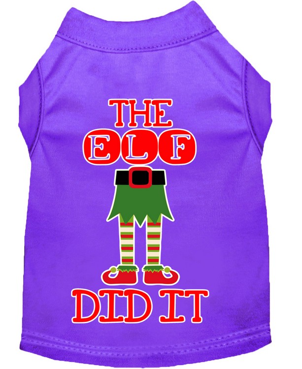 The Elf Did It Screen Print Dog Shirt Purple XS